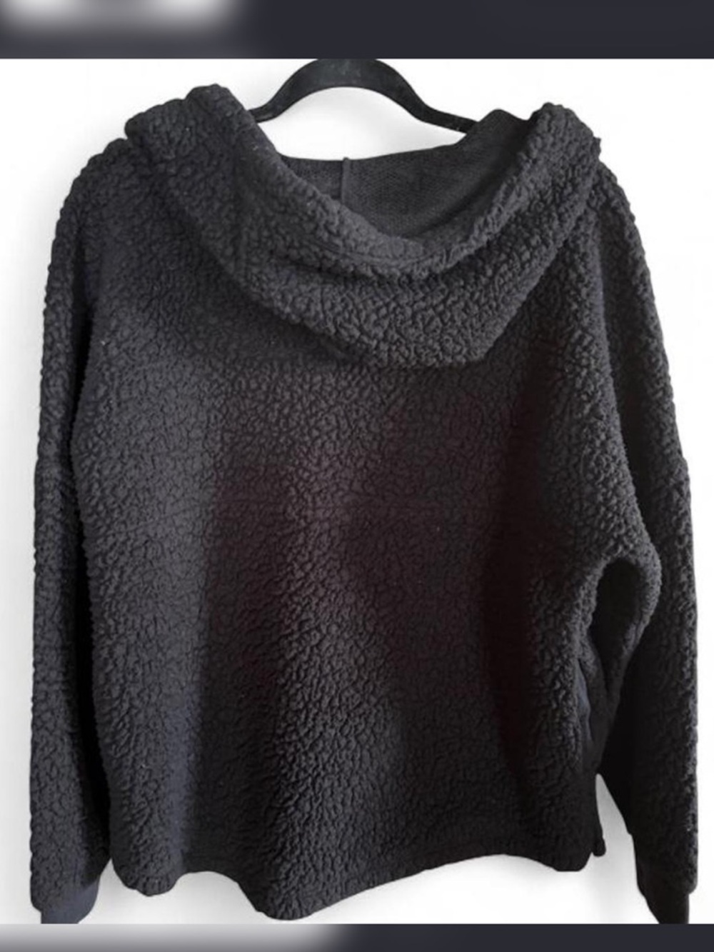 PINK Victoria’s Secret Black Sherpa Half Zip Hoodie Size M Cozy Pullover - Picture 6 of 6